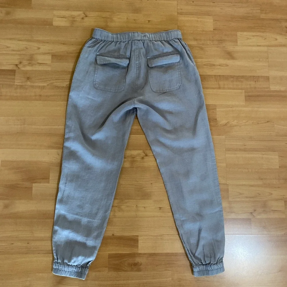Cynthia Rowley Pants Womens Medium Gray‎ 100% Linen Pull on Jogger Pockets Beach